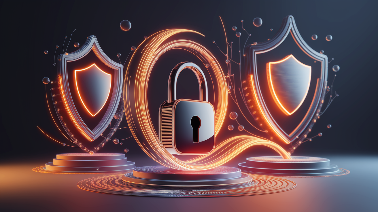 A conceptual illustration for "Safe Application Guidelines," visualizing the core ideas of responsible and secure practices. Imagine a network of interconnected glowing nodes or flowing data streams, subtly forming abstract shapes that hint at security shields, locks, or protective layers. Within this digital landscape, smaller, distinct visual elements emerge: a clean, stylized icon of a padlock interwoven with data, a gentle gradient representing a protective digital boundary, and luminous pathways signifying secure communication. The scene is bathed in a warm, golden light, casting soft, inviting shadows. The composition employs a shallow depth of field with selective focus, drawing attention to key symbolic elements while allowing the surrounding abstract forms to dissolve gently, creating a professional yet intimate feel. The image is high-quality, detailed, and professionally rendered with a clean composition, excellent lighting, and sharp focus on the central concepts. The overall aesthetic is optimistic, secure, and visually engaging.