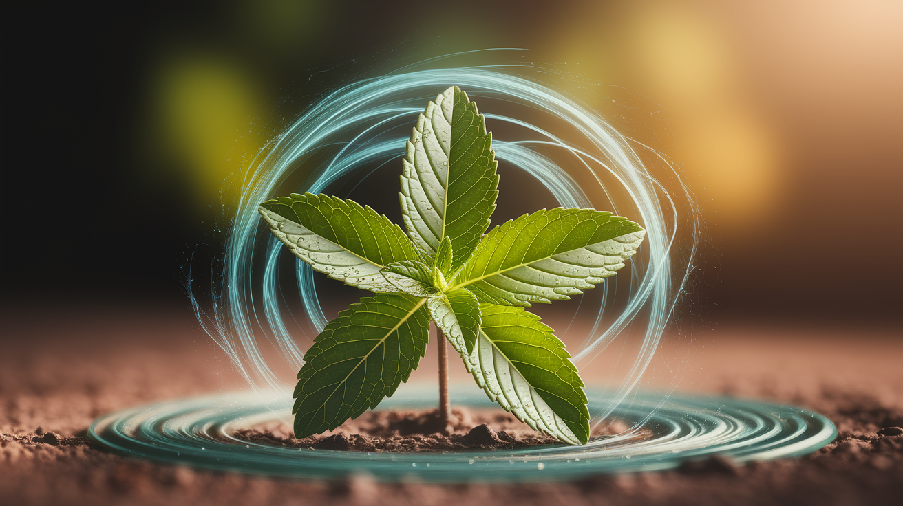 A highly detailed, close-up conceptual illustration representing the essence of Peppermint Oil: The Menthol Muscle Relaxer. Visualize a single, vibrant green peppermint leaf, glistening with dew or tiny droplets, positioned centrally within the frame. Emerging subtly or emanating from the leaf, or perhaps interacting with it, are ethereal, cool-toned energy fields or gentle ripples suggesting a calming, cooling sensation, subtly referencing muscle relaxation. Alternatively, imagine delicate, almost transparent veins within the leaf transforming into abstract, soothing patterns. Use an extremely shallow depth of field to isolate and emphasize the intricate details of the peppermint leaf, rendering the background as a soft, warm, out-of-focus blur comprised of diffused earth tones or gentle greens. Employ warm, naturalistic lighting with subtle highlights on the leaf's surface, creating a sense of intimacy and freshness. The composition is clean, professional, and intentionally focuses on the core subject. Maintain exceptional sharpness on the focal point (the peppermint