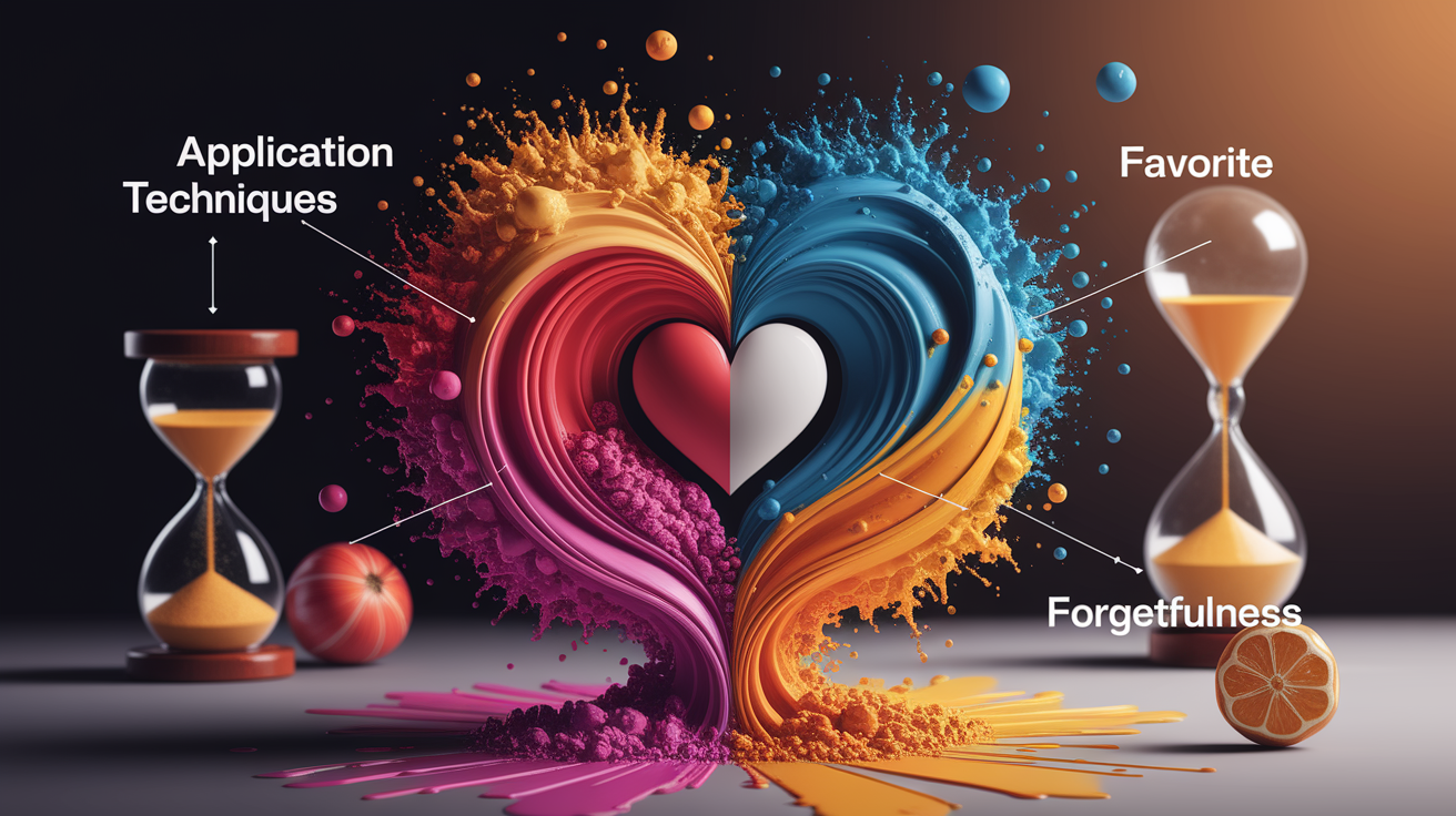 A conceptual illustration representing Application Techniques: Bringing Your Blends to Life. Visualize the main ideas: blends, important, Diffusion, favorite, forget. Creative but clear representation of the concept. Style: Use shallow depth of field with selective focus to create a professional, intimate feel Employ warm. high quality, detailed, professional, clean composition, good lighting, sharp focus, well-composed.