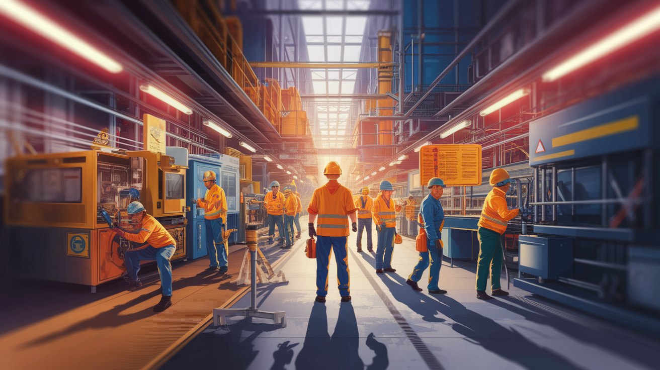 A conceptual illustration representing On the Job Danger: Occupational Exposure and Prevention. Visualize the main ideas: . Creative but clear representation of the concept. Style: Use shallow depth of field with selective focus to create a professional, intimate feel  Employ warm. high quality, detailed, professional, clean composition, good lighting, sharp focus, well-composed. high quality, professional, detailed, well-composed