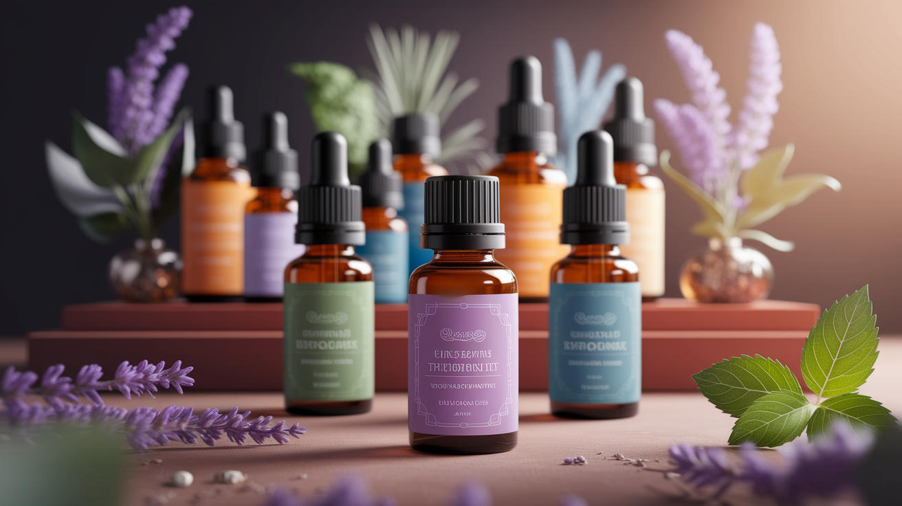 A conceptual illustration representing Selecting Oils to Match Your Practice Goals. Visualize the main ideas: . Creative but clear representation of the concept. Style: Use shallow depth of field with selective focus to create a professional, intimate feel Employ warm. high quality, detailed, professional, clean composition, good lighting, sharp focus, well-composed. high quality, professional, detailed, well-composed