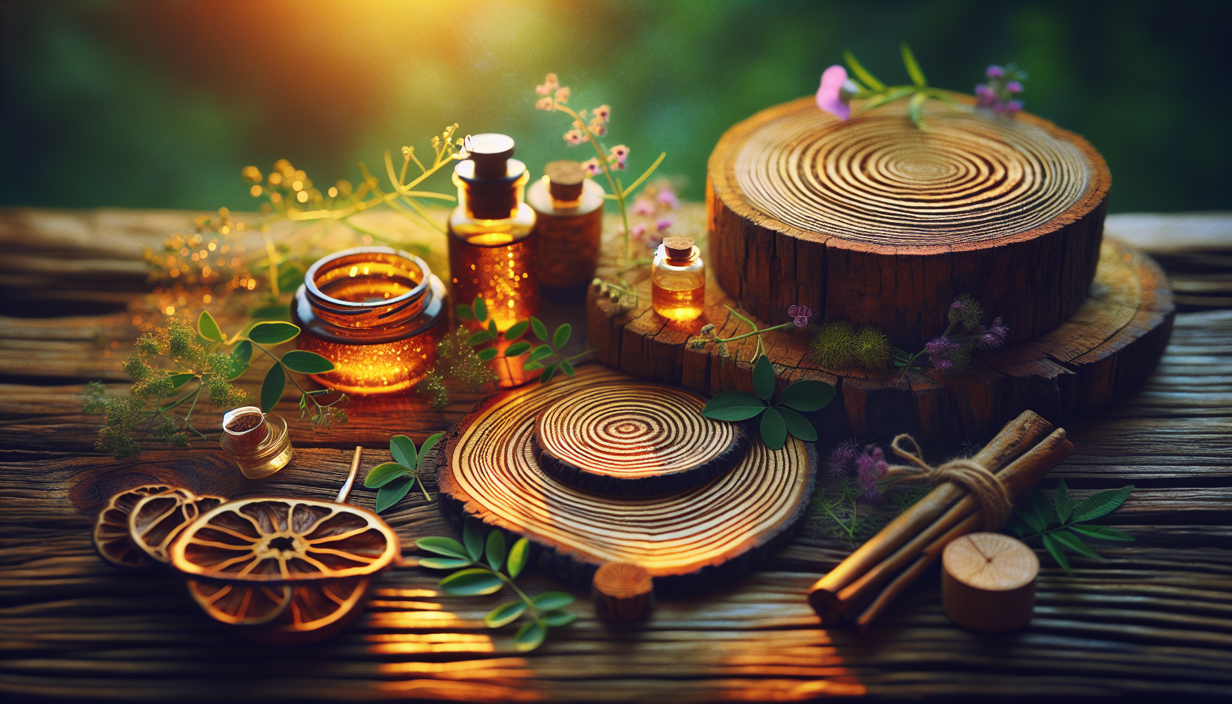 A conceptual illustration representing Understanding Body Image and Its Impact. Visualize the main ideas: . Creative but clear representation of the concept. Style: Use shallow depth of field with selective focus to create a professional, intimate feel  Employ warm, natural lighting that casts a honey-golden glow on the main subjects  Position items on a rustic wooden surface, preferably a cross-section of a tree trunk with visible rings and natural texture  Incorporate vibrant green foliage and delicate purple flowers around the composition's edges  Maintain a soft, gently blurred natural background with subtle bokeh effect  Feature a harmonious color palette of amber, deep greens, and soft purples  Arrange elements at varying heights to create visual interest and natural flow  Create a clean, uncluttered composition that feels organic yet intentional  Capture fine details and textures with macro-photography techniques  Evoke a serene, botanical spa-like atmosphere that feels both premium and natural. high quality, detailed, professional, clean composition, good lighting, sharp focus, well-composed. high quality, professional, detailed, well-composed