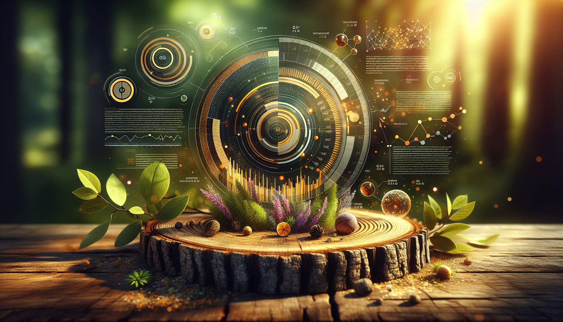 A clean, professional data visualization or infographic related to Research Insights: What Studies Say. Include elements like charts, graphs, or statistical representations. Focus on . Style: Use shallow depth of field with selective focus to create a professional, intimate feel  Employ warm, natural lighting that casts a honey-golden glow on the main subjects  Position items on a rustic wooden surface, preferably a cross-section of a tree trunk with visible rings and natural texture  Incorporate vibrant green foliage and delicate purple flowers around the composition's edges  Maintain a soft, gently blurred natural background with subtle bokeh effect  Feature a harmonious color palette of amber, deep greens, and soft purples  Arrange elements at varying heights to create visual interest and natural flow  Create a clean, uncluttered composition that feels organic yet intentional  Capture fine details and textures with macro-photography techniques  Evoke a serene, botanical spa-like atmosphere that feels both premium and natural. high quality, detailed, professional, clean composition, good lighting, sharp focus, well-composed. high quality, professional, detailed, well-composed